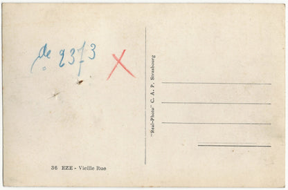 Plaque verre photo négatif noir & blanc 9x14 cm, Èze, Alpes-Maritimes + CPA