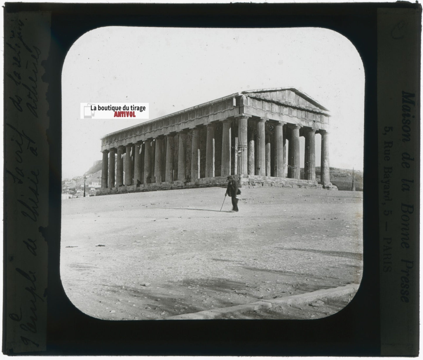 Héphaïstos, Athènes, Grèce, photo plaque verre, noir & blanc, positif 8,5x10 cm