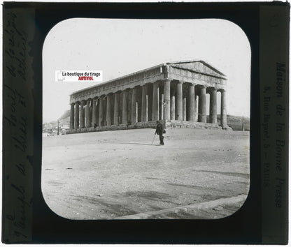 Héphaïstos, Athènes, Grèce, photo plaque verre, noir & blanc, positif 8,5x10 cm