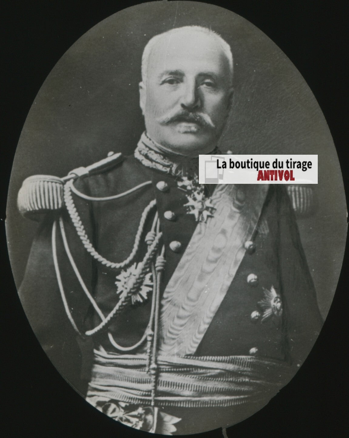 Général De Castelnau, photo plaque verre, noir & blanc, positif 8,5x10 cm