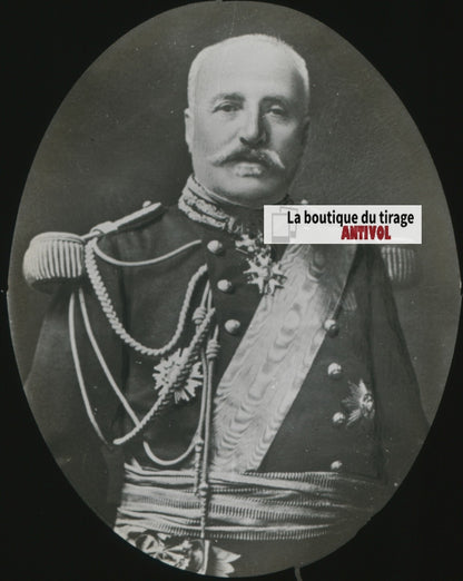 Général De Castelnau, photo plaque verre, noir & blanc, positif 8,5x10 cm