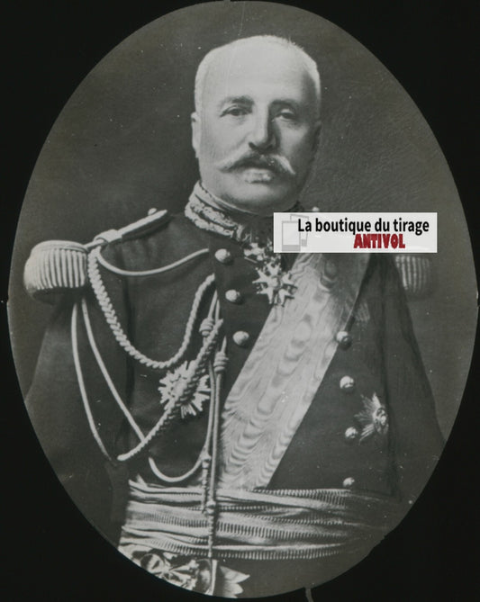 Général De Castelnau, photo plaque verre, noir & blanc, positif 8,5x10 cm