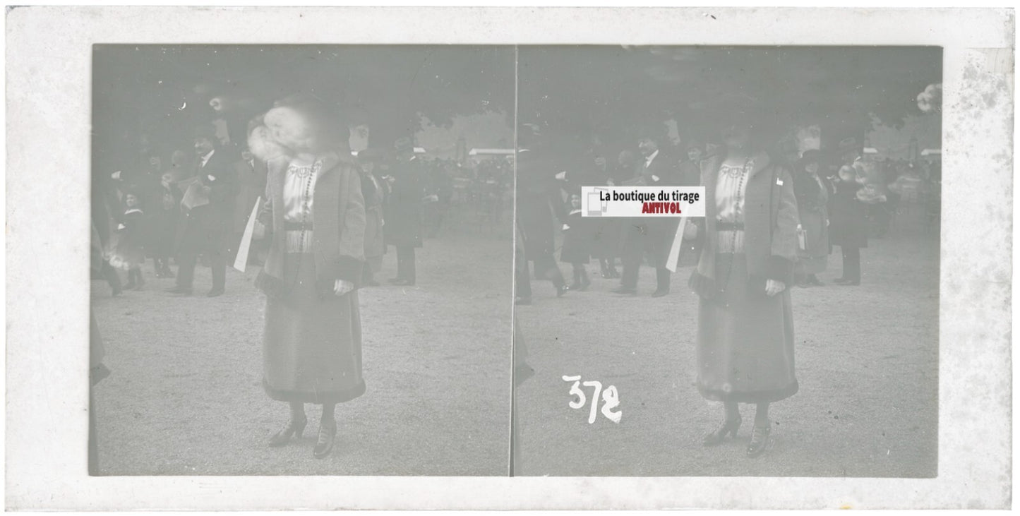 Hippodrome de Longchamp, Paris, stéréoscopie plaque verre, positif 8,5x17 cm