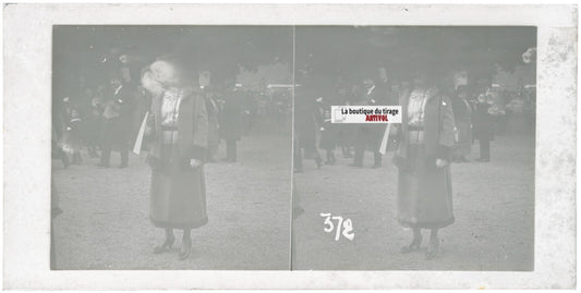 Hippodrome de Longchamp, Paris, stéréoscopie plaque verre, positif 8,5x17 cm