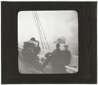 Entre Malmö et Copenhague, bateau, Suède, photo plaque verre, positif 8,5x10 cm