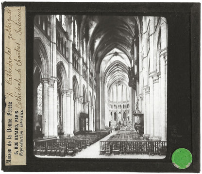 Cathédrale de Chartres, France, photo ancienne plaque verre, positif 8,5x10 cm