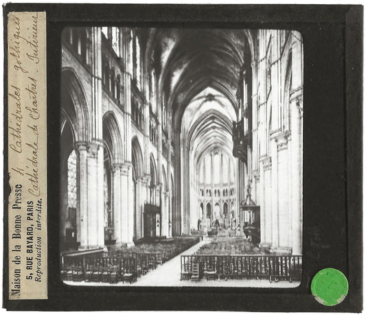 Cathédrale de Chartres, France, photo ancienne plaque verre, positif 8,5x10 cm