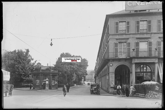 Mulhouse quartier, Plaque verre photo ancienne, négatif noir & blanc 10x15 cm