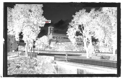 Plaque verre photo négatif noir & blanc 9x14 cm Neufchâteau église, Vosges