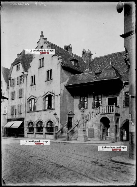 Plaque verre photo ancienne négatif noir et blanc 13x18 cm Colmar ville France 