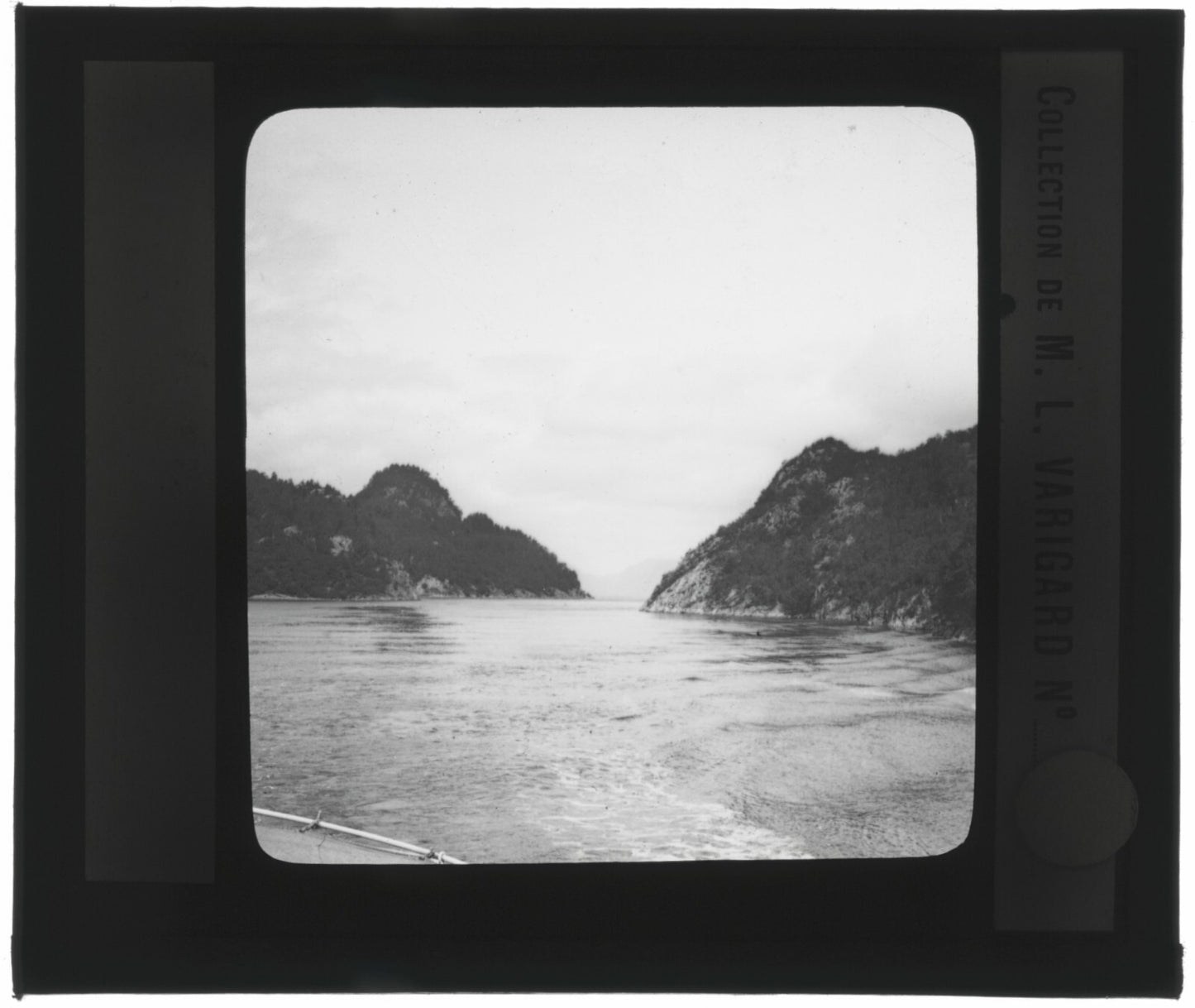 Paysage mer, Norvège ou Suéde, photo ancienne plaque de verre, positif 8,5x10 cm
