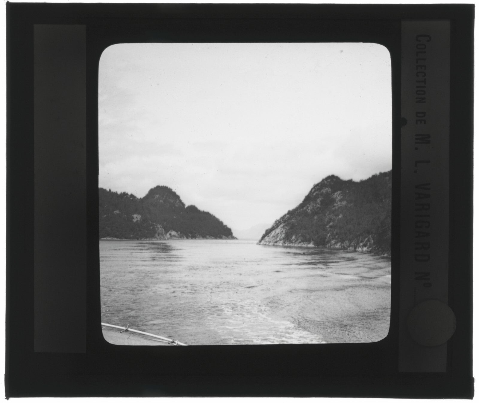 Paysage mer, Norvège ou Suéde, photo ancienne plaque de verre, positif 8,5x10 cm