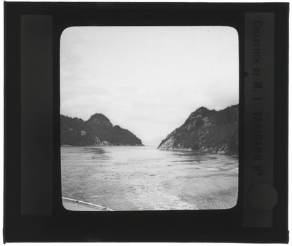 Paysage mer, Norvège ou Suéde, photo ancienne plaque de verre, positif 8,5x10 cm