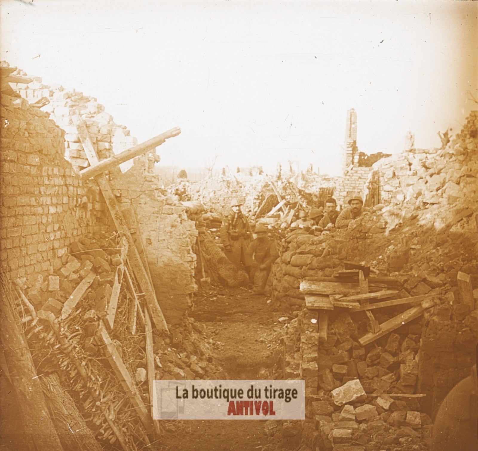 Vaux, infanterie, guerre WW1, plaque verre photo ancienne stéréo 6x13 cm