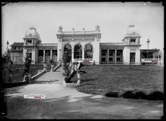 Plaque verre photo ancienne négatif noir et blanc 13x18 cm Vittel casino France