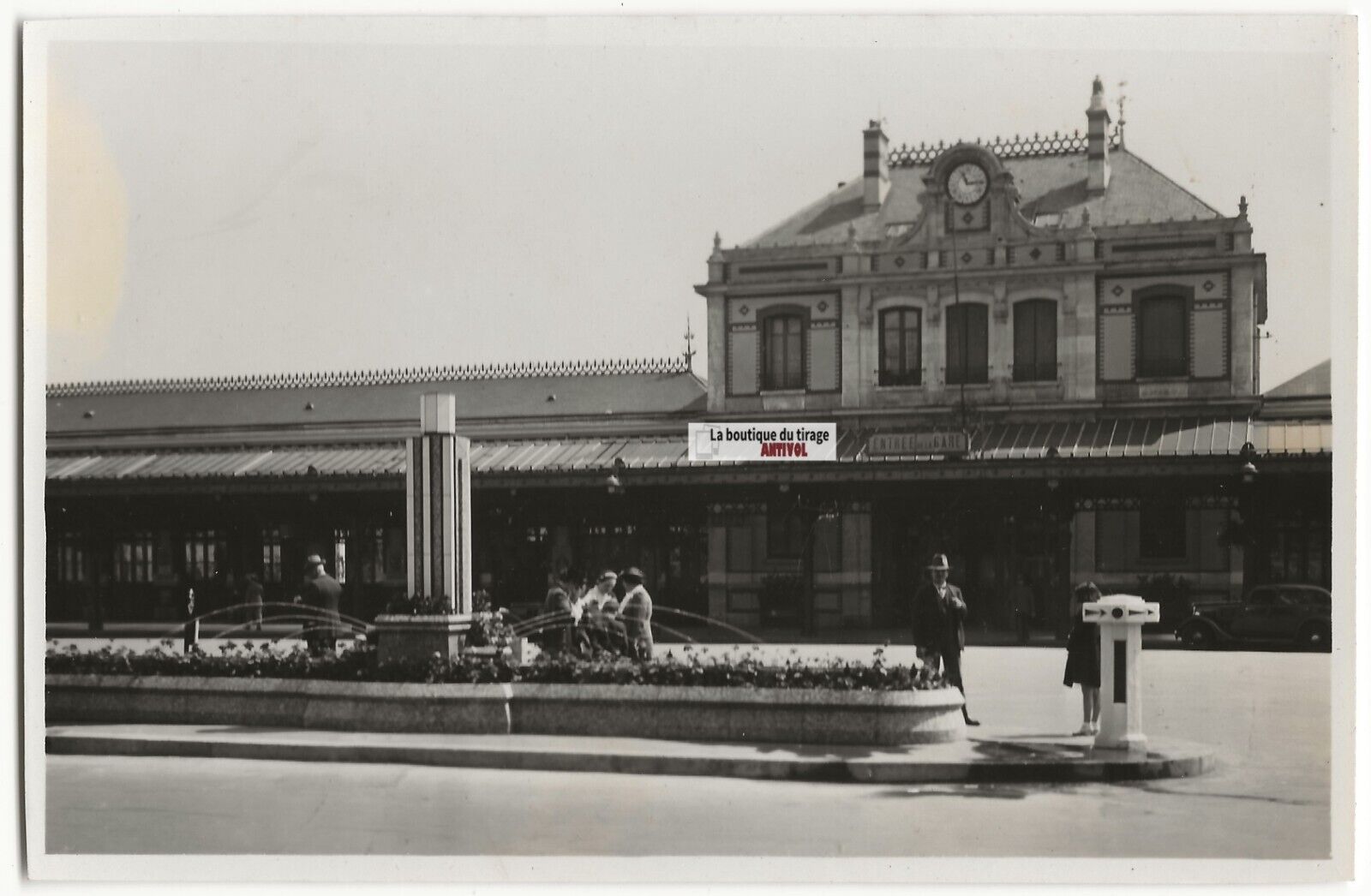 Plaque verre photo ancienne négatif noir et blanc 13x18 cm Vichy gare SNCF train