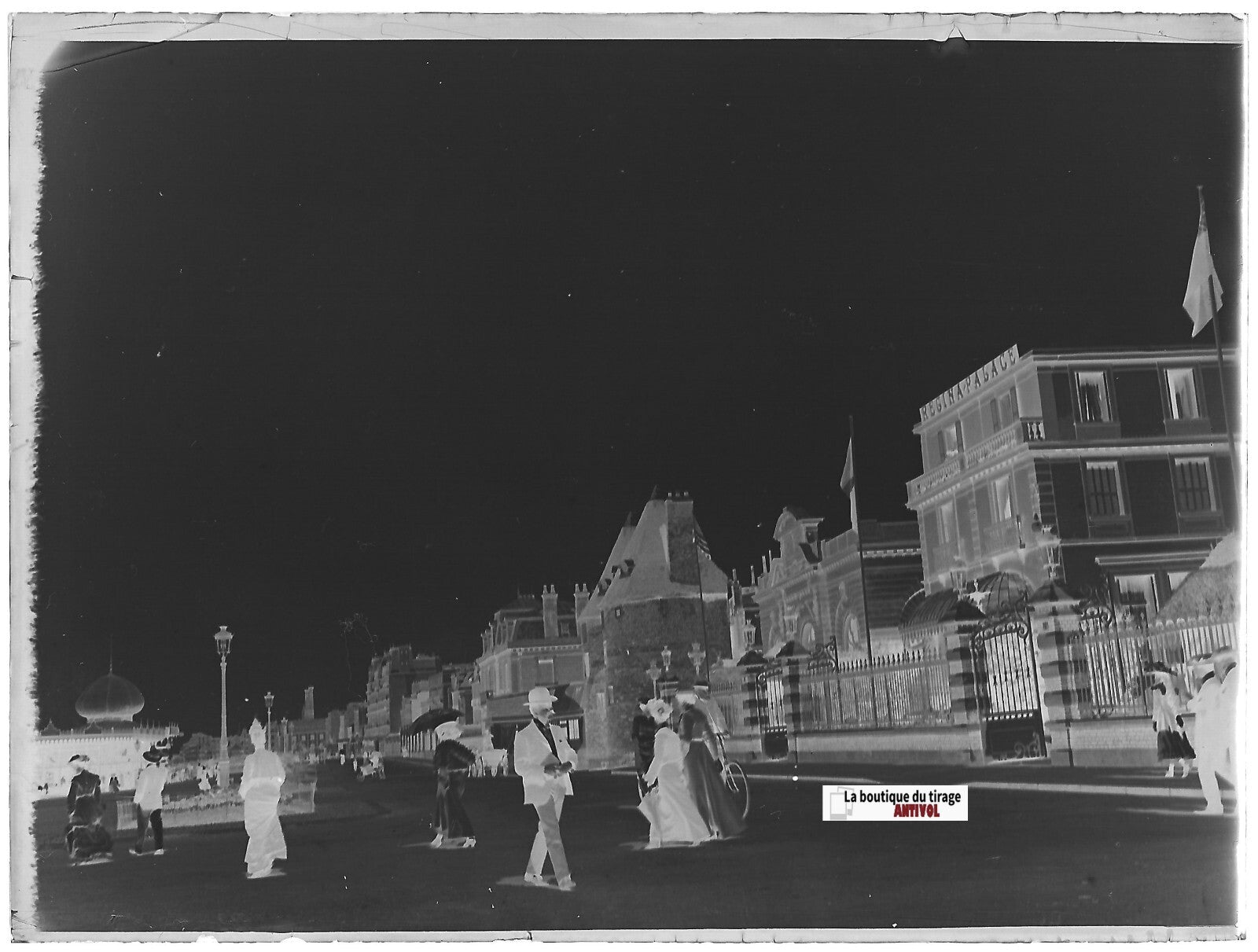 Dieppe France, place du Casino, Plaque verre photo, négatif noir & blanc 9x12 cm