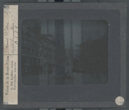 Statue Jeanne d'Arc, Rouen, photo plaque verre, noir & blanc, positif 8,5x10 cm