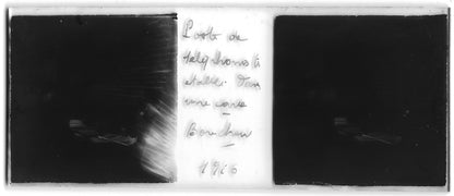 Bouchoir soldats, Plaque verre stéréo, positif ancien noir & blanc 4,5x10,7 cm