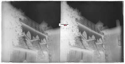 Eglise, France, Plaque verre photo ancienne, stéréo négatif noir & blanc 9x18 cm