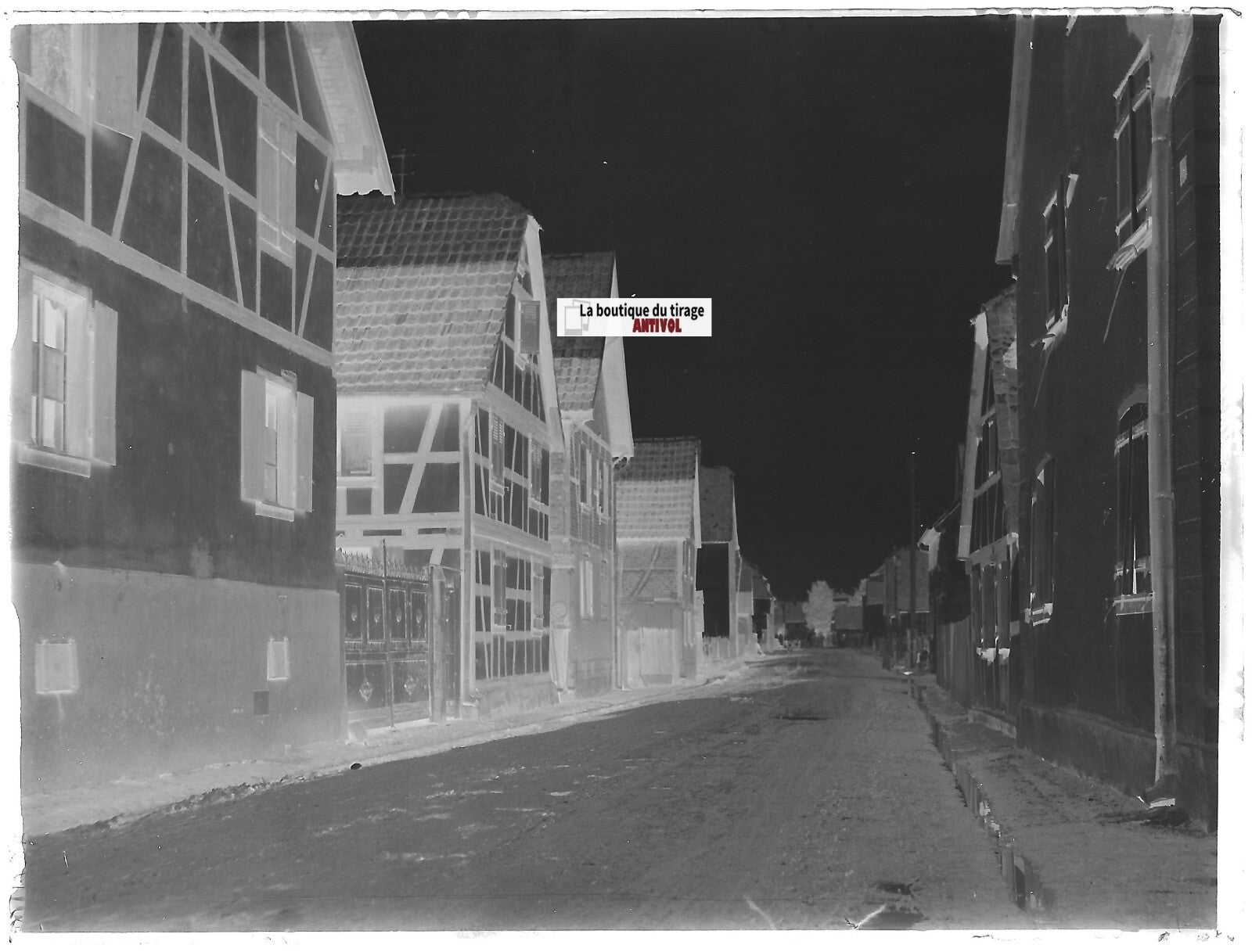 Hilsenheim, Alsace, Plaque verre photo ancienne, négatif noir & blanc 9x12 cm