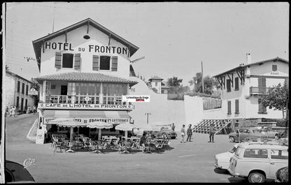 Bidart, hôtel du Fronton, Plaque verre photo, négatif noir & blanc 9x14 cm