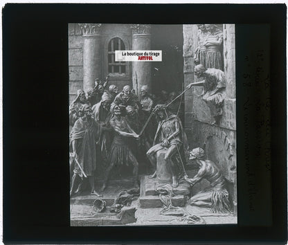 Le couronnement d’épines, photo plaque verre, noir & blanc, positif 8,5x10 cm