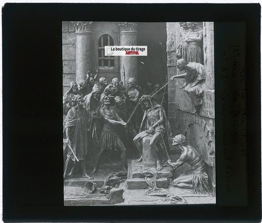 Le couronnement d’épines, photo plaque verre, noir & blanc, positif 8,5x10 cm