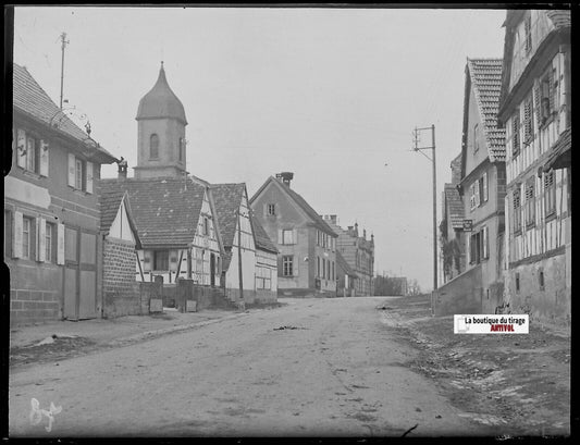 Durrenbach, Alsace, Plaque verre photo ancienne, négatif noir & blanc 9x12 cm