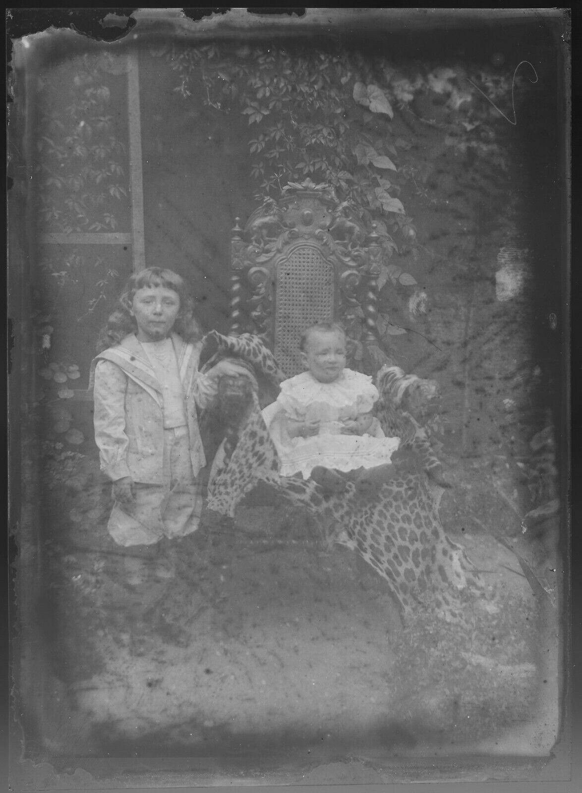 Belgique, enfants, campagne, photo plaque de verre, lot de 10 négatifs 13x18 cm