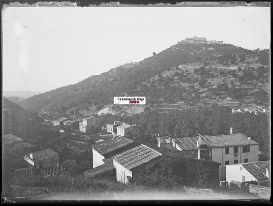 Le Perthus Bellegarde, Plaque verre photo, négatif noir & blanc 9x12 cm France