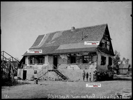 Plaque verre photo ancienne négatif noir et blanc 13x18 cm Aschbach Kocher