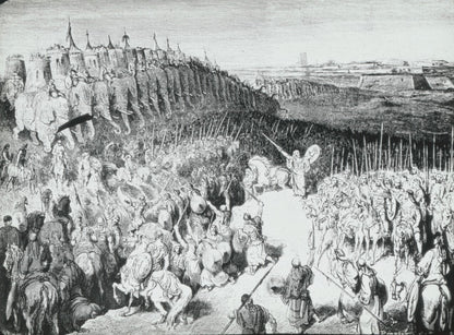 Judas Macchabée, Bible de Doré, dessin, plaque verre, positif 8,5x10 cm