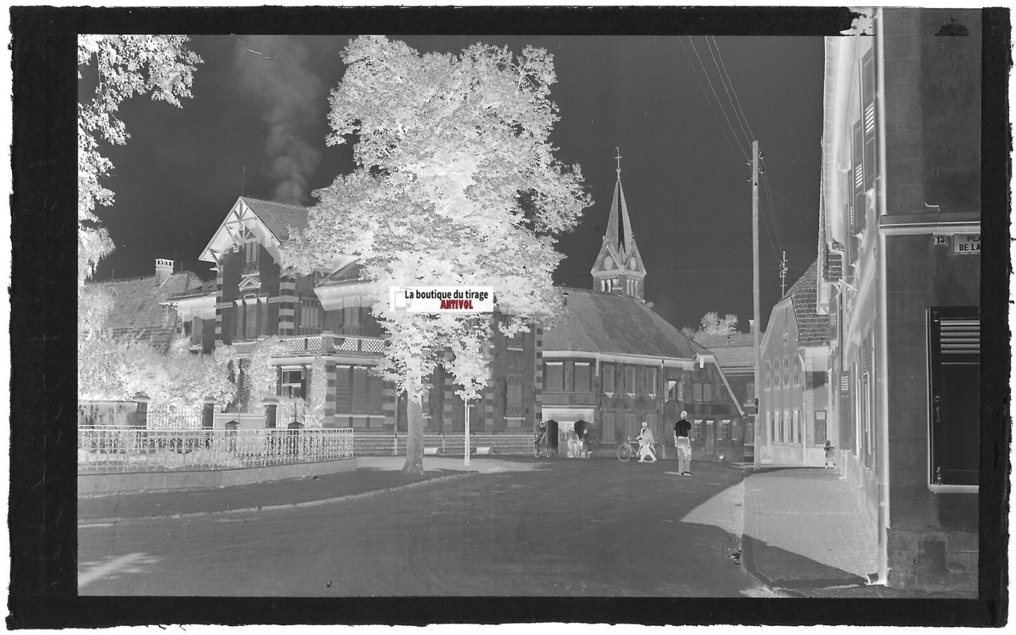 Plaque verre photo ancienne, négatif noir & blanc 9x14 cm, Pfaffenhoffen, France