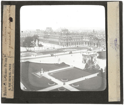 Jardin des Tuileries, Paris, photo ancienne plaque de verre, positif 8,5x10 cm