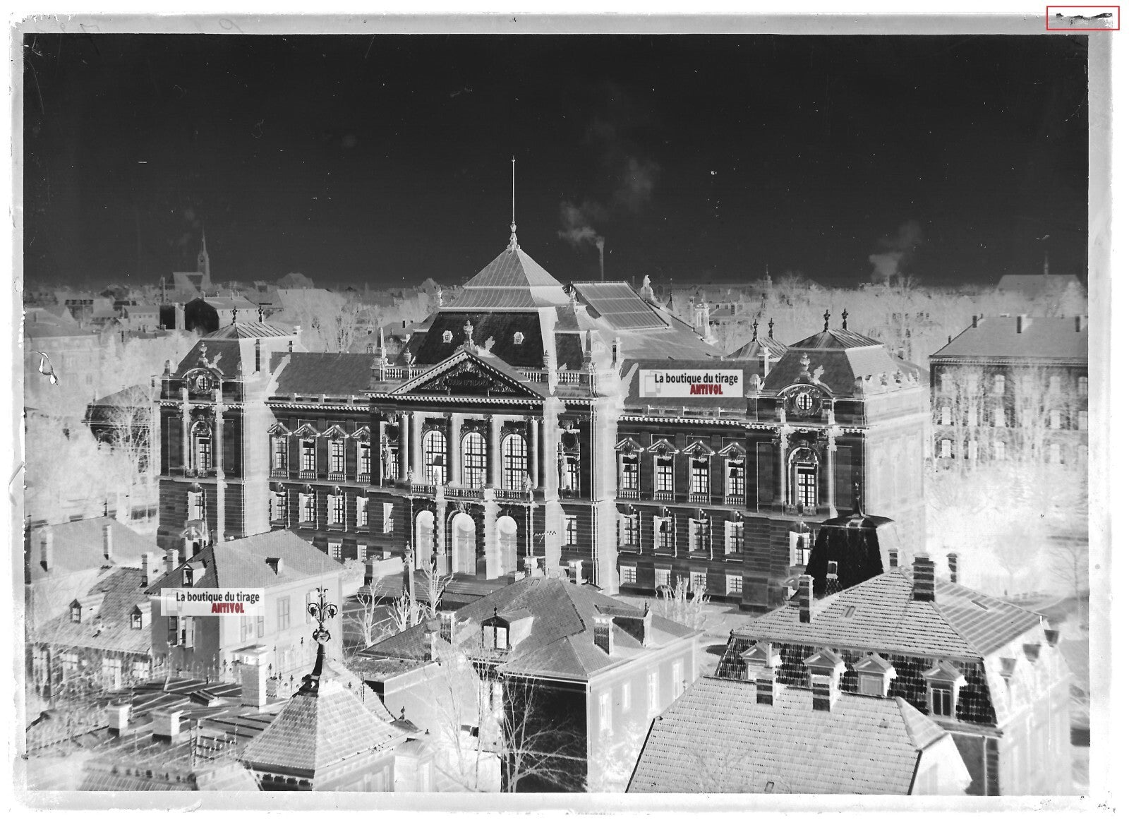 Plaque verre photo ancienne négatif noir et blanc 13x18 cm Colmar Cour d'Appel