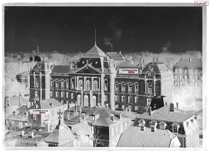 Plaque verre photo ancienne négatif noir et blanc 13x18 cm Colmar Cour d'Appel