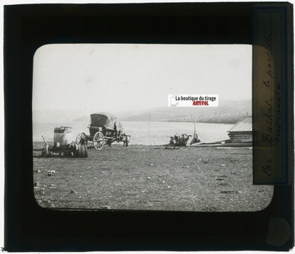 Lac Baïkal, Russie, photo plaque verre, noir & blanc, positif 8,5x10 cm