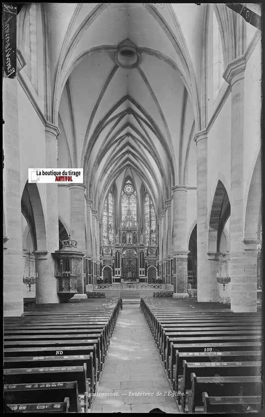 Remiremont église, Neurdein, Plaque verre photo, négatif noir & blanc 13x21 cm