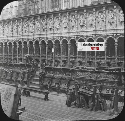 Cathédrale Sainte-Marie de Tolède, photo plaque de verre, positif 8,5x10 cm