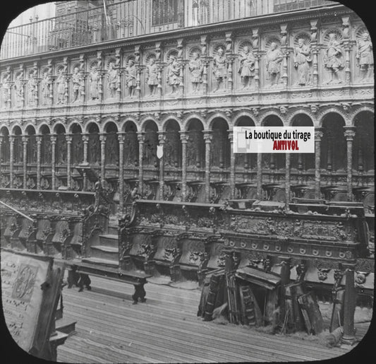 Cathédrale Sainte-Marie de Tolède, photo plaque de verre, positif 8,5x10 cm