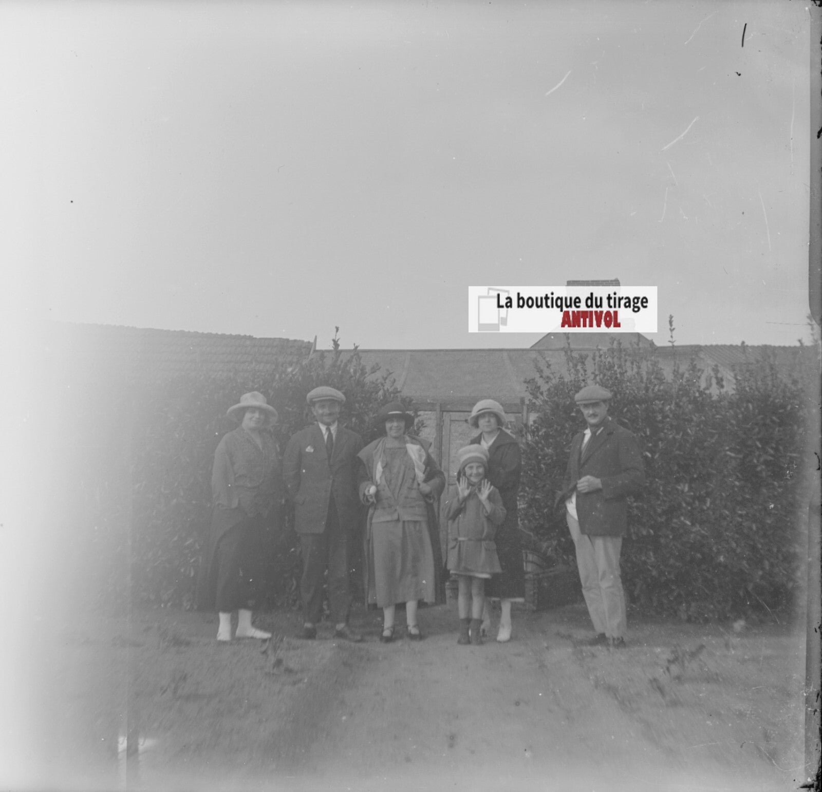 Famille maison, personnages, stéréoscopie plaque ancienne verre, négatif 9x18 cm