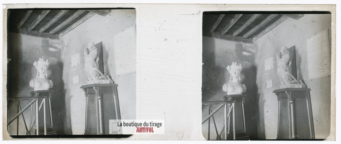 Domrémy-la-Pucelle, maison, plaque verre stéréo, photo ancienne 4,5x10,7 cm