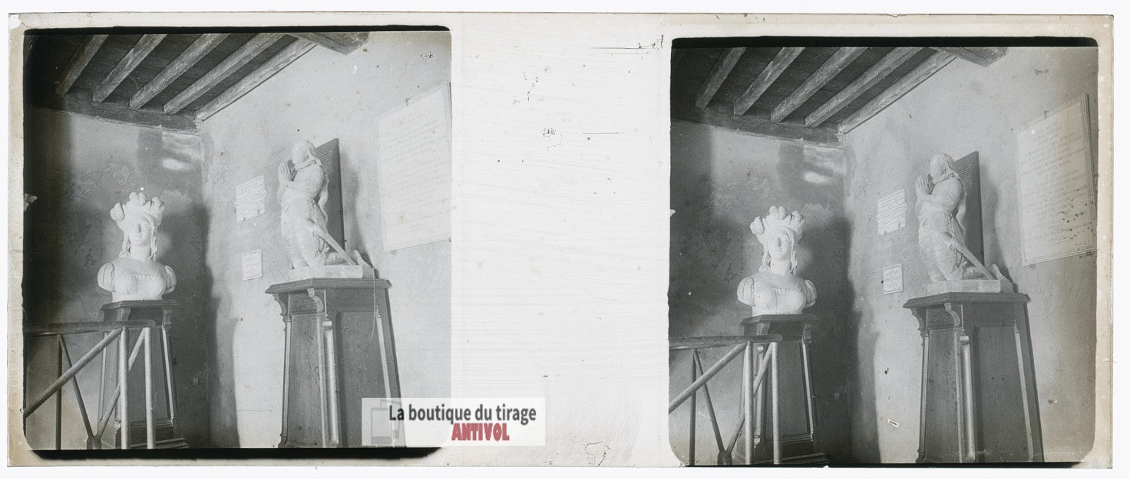 Domrémy-la-Pucelle, maison, plaque verre stéréo, photo ancienne 4,5x10,7 cm