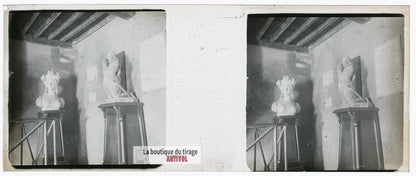 Domrémy-la-Pucelle, maison, plaque verre stéréo, photo ancienne 4,5x10,7 cm