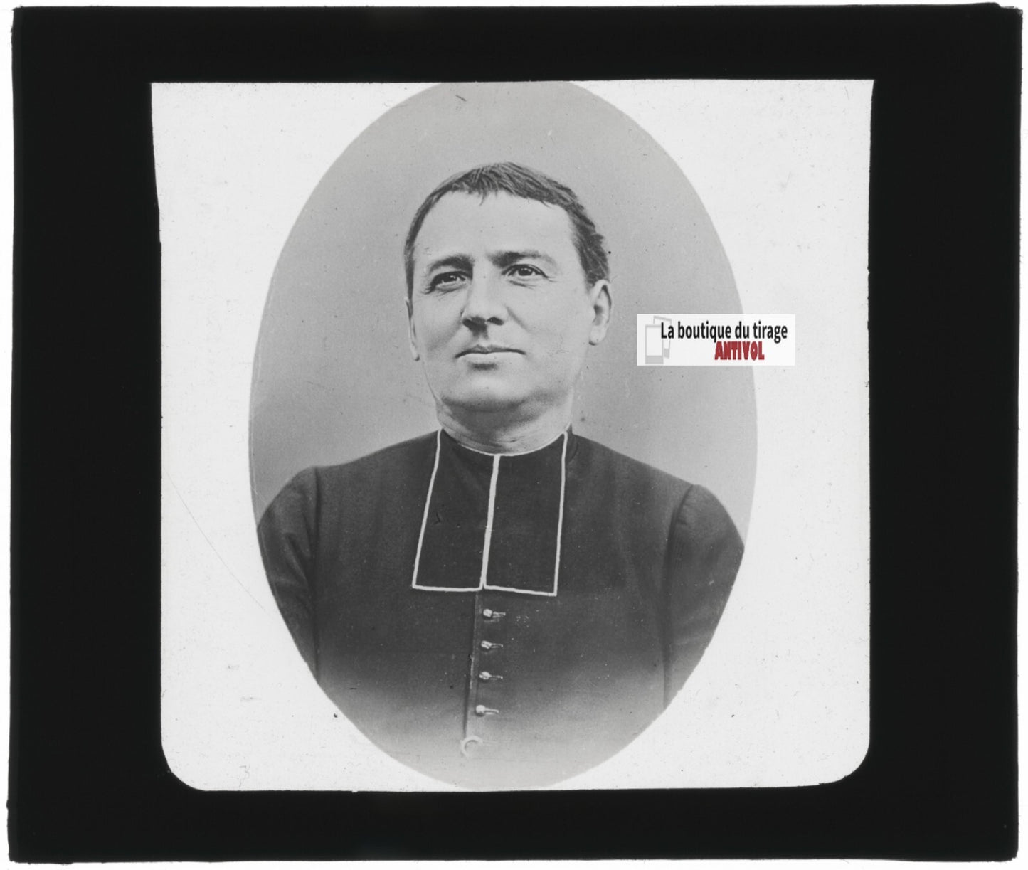 Portrait prêtre, église France, photo ancienne plaque verre, positif 8,5x10 cm