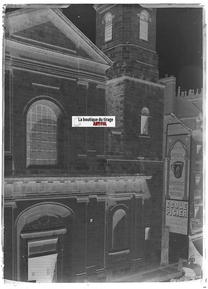 Rennes Saint-Sauveur, Plaque verre photo ancienne, négatif noir & blanc 6x9 cm