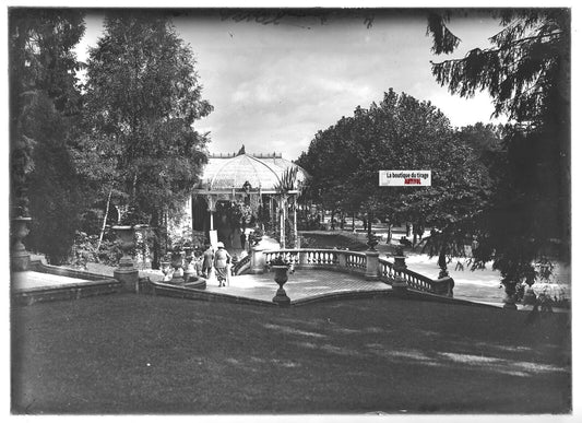 Plaque verre photo ancienne positif noir et blanc 13x18 cm Vittel therme Vosges