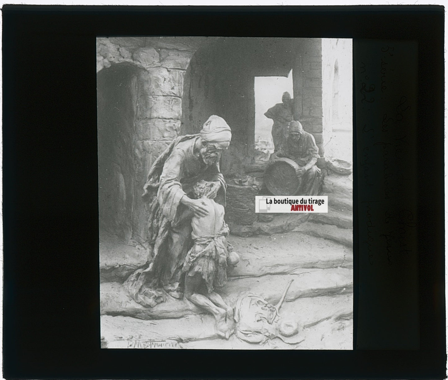 L’enfant prodigue, Christ, photo plaque verre, noir & blanc, positif 8,5x10 cm