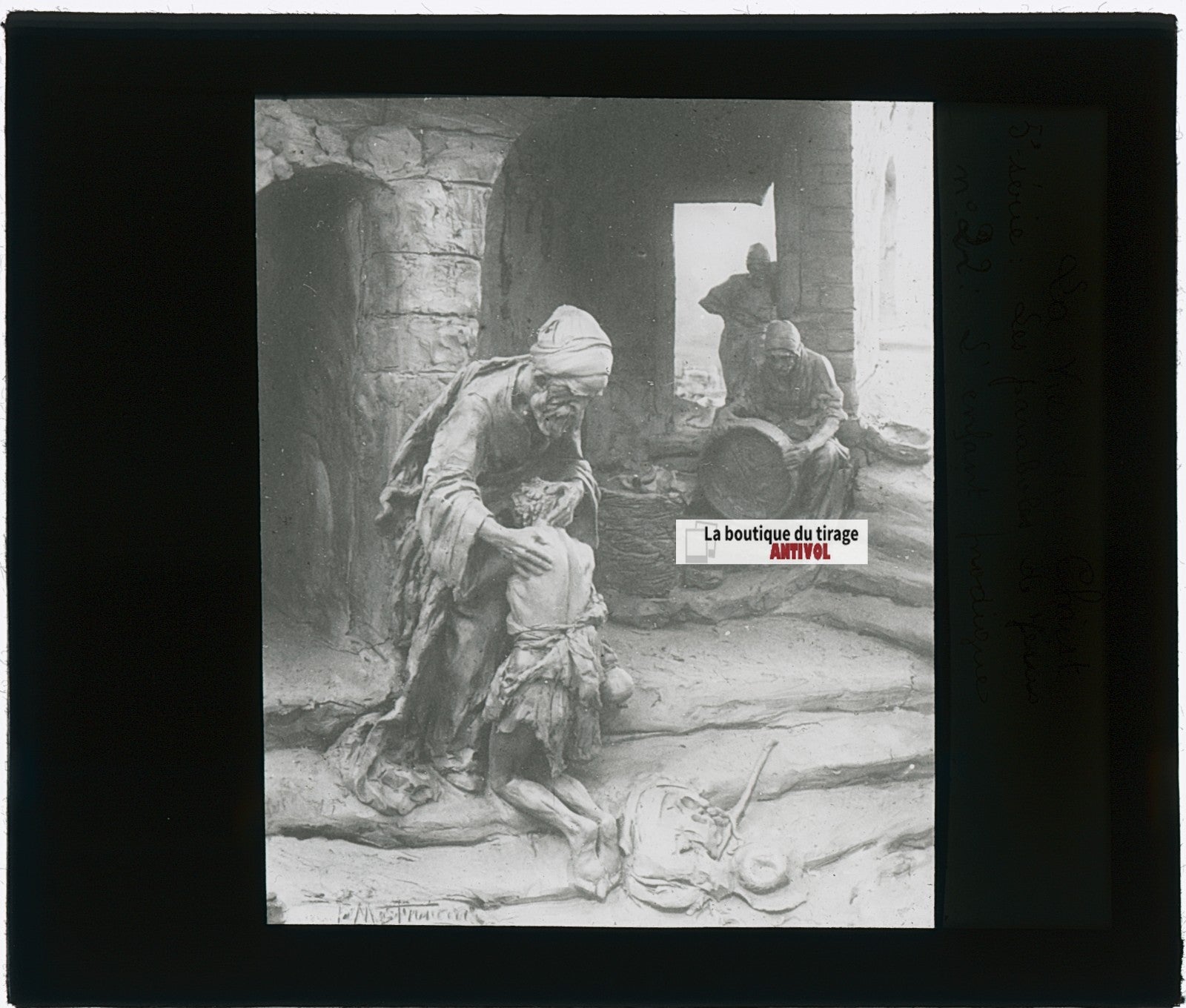 L’enfant prodigue, Christ, photo plaque verre, noir & blanc, positif 8,5x10 cm